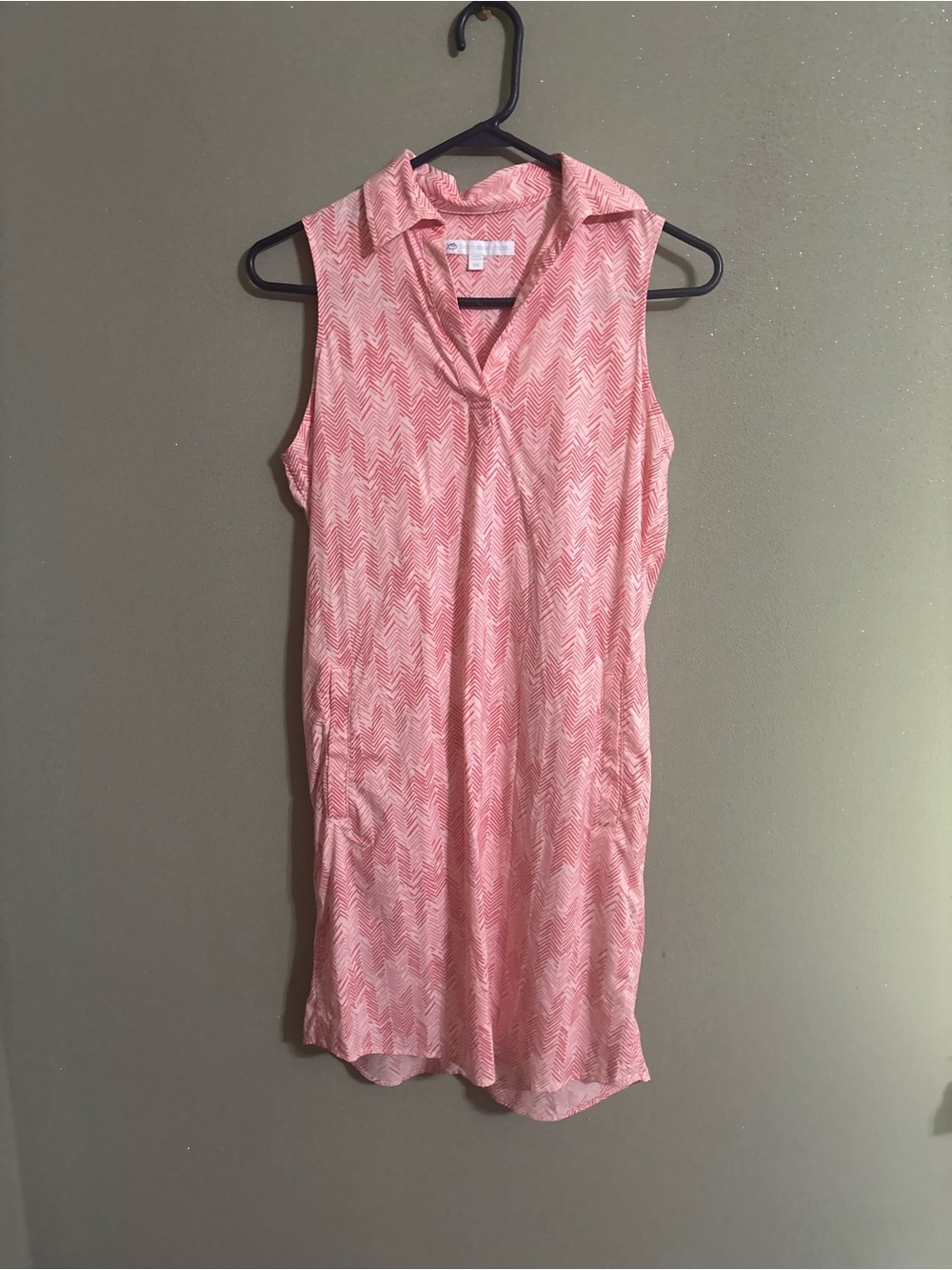 Southern Tide Sleeveless Pink Chevron Midi Dress